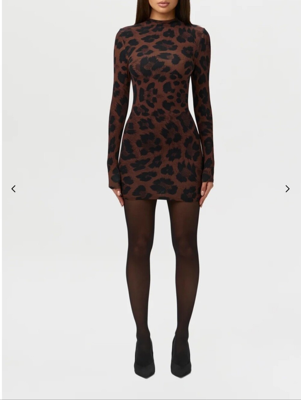 Nake Wardrobe Leopard Print Long-Sleeve Mini Dress - Picture 2 of 6